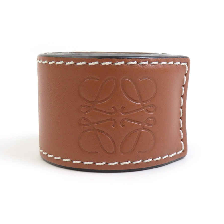 ロエベ LOEWE ブレスレット スラップ スモール レザー ブラウン レディース【中古】 r11129a