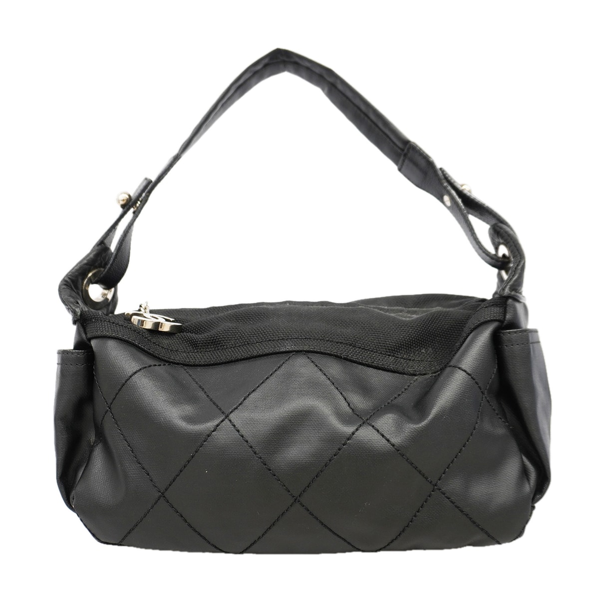 【6id6198】シャネル ショルダーバッグ パリビアリッツ レザー ブラック シルバー金具【中古】レディース