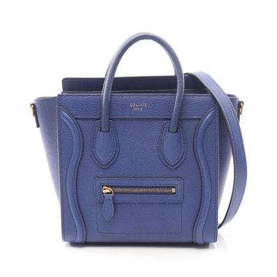 セリーヌ CELINE ラゲージ ナノショッパー ハンドバッグ バッグ レザー レディース ブルー系 【中古】