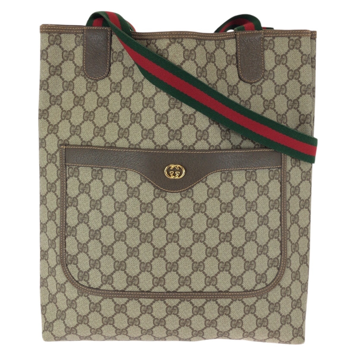 美品 GUCCI グッチ ヴィンテージ オールドグッチ シェリーライン ベージュ ゴールド金具 GGスプリームキャンバス レザー/ トートバッグ ショルダーバッグ 601663 【中古】