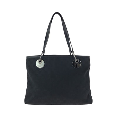 美品 GUCCI グッチ ブラック 黒 シルバー金具 GGキャンバス トートバッグ ショルダーバッグ 506031 【中古】