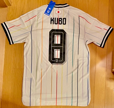 新品 国内正規品 久保建英 アウェイ オーセンティックユニフォーム Lサイズ 半袖 サッカー日本代表 2026 ワールドカップ W杯 グッズ アウェー away 白 ストライプ アウェイユニフォーム ユニホーム アディダス adidas KUBO