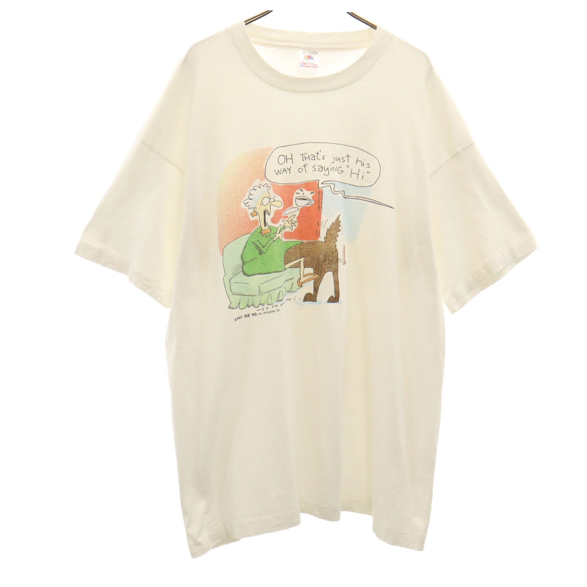 FRUIT OF THE LOOM フルーツオブザルーム 90s USA製 オールド メッセージプリント 半袖 Tシャツ XL ホワイト シングルステッチ