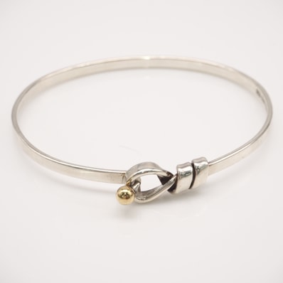 美品 TIFFANY&Co. ティファニー ラブノット バングル SV925 K18 - ブレスレット シルバー ゴールド シルバー ゴールド レディース