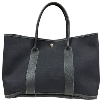 エルメス ガーデンパーティPM トートバッグ キャンバス ブラック レディース HERMES 中古