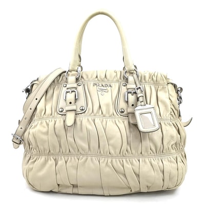 プラダ PRADA ハンドバッグ ショルダーバッグ レザー ベージュ レディース BN1336【中古】 h31261g