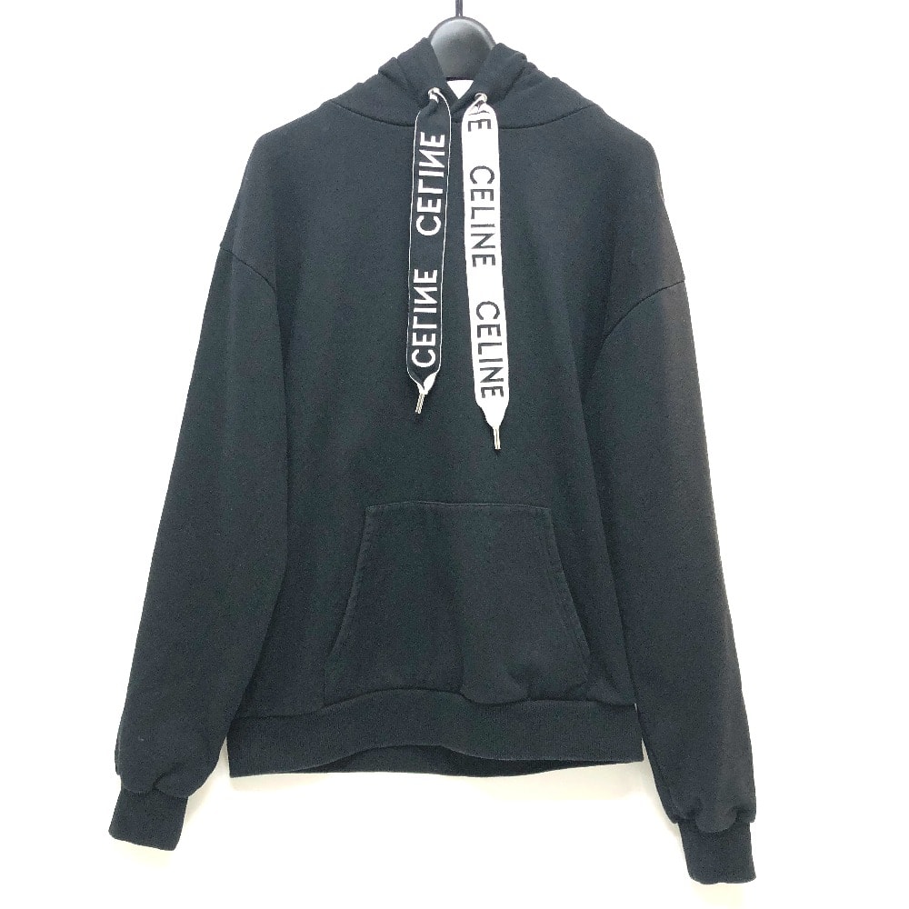 セリーヌ CELINE フード フーディー 2Y468670Q ロゴ紐 スウェット アパレル パーカー コットン ブラック