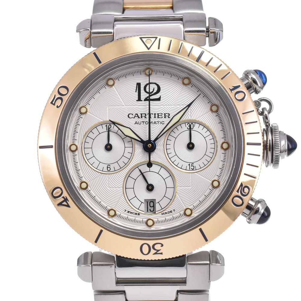 カルティエ CARTIER W31036T6 パシャ SS/K18YG シルバー 自動巻き メンズ 美品 腕時計 O#148640
