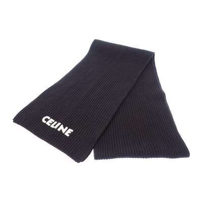 セリーヌ CELINE ニット マフラー ウール ブラック【中古】【ABランク】