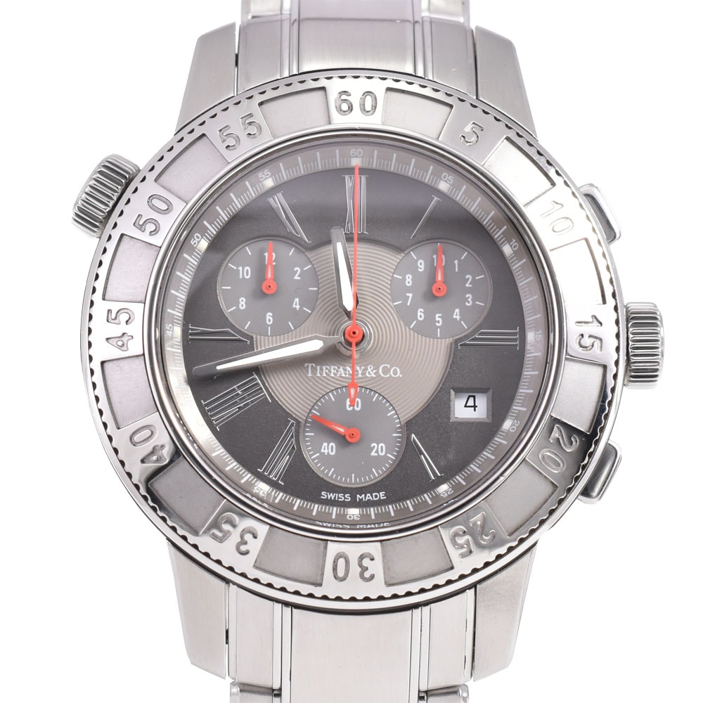 値下 ティファニー TIFFANY&Co. 17840894 マーク T-57 クロノグラフ デイト クォーツ メンズ 良品 箱・保証書付き B#144107