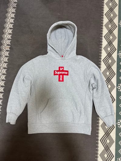 Supreme Cross Box Logo Hooded Sweatshirt "Grey"