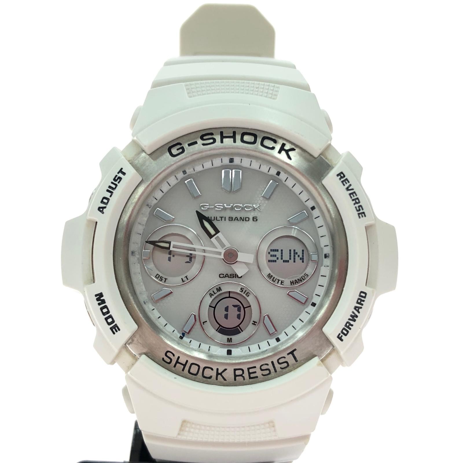 CASIO カシオ ユニセックス 腕時計 ソーラー充電 デジアナウォッチ マルチバンド6 G-SHOCK AWG-M100SMW ホワイト