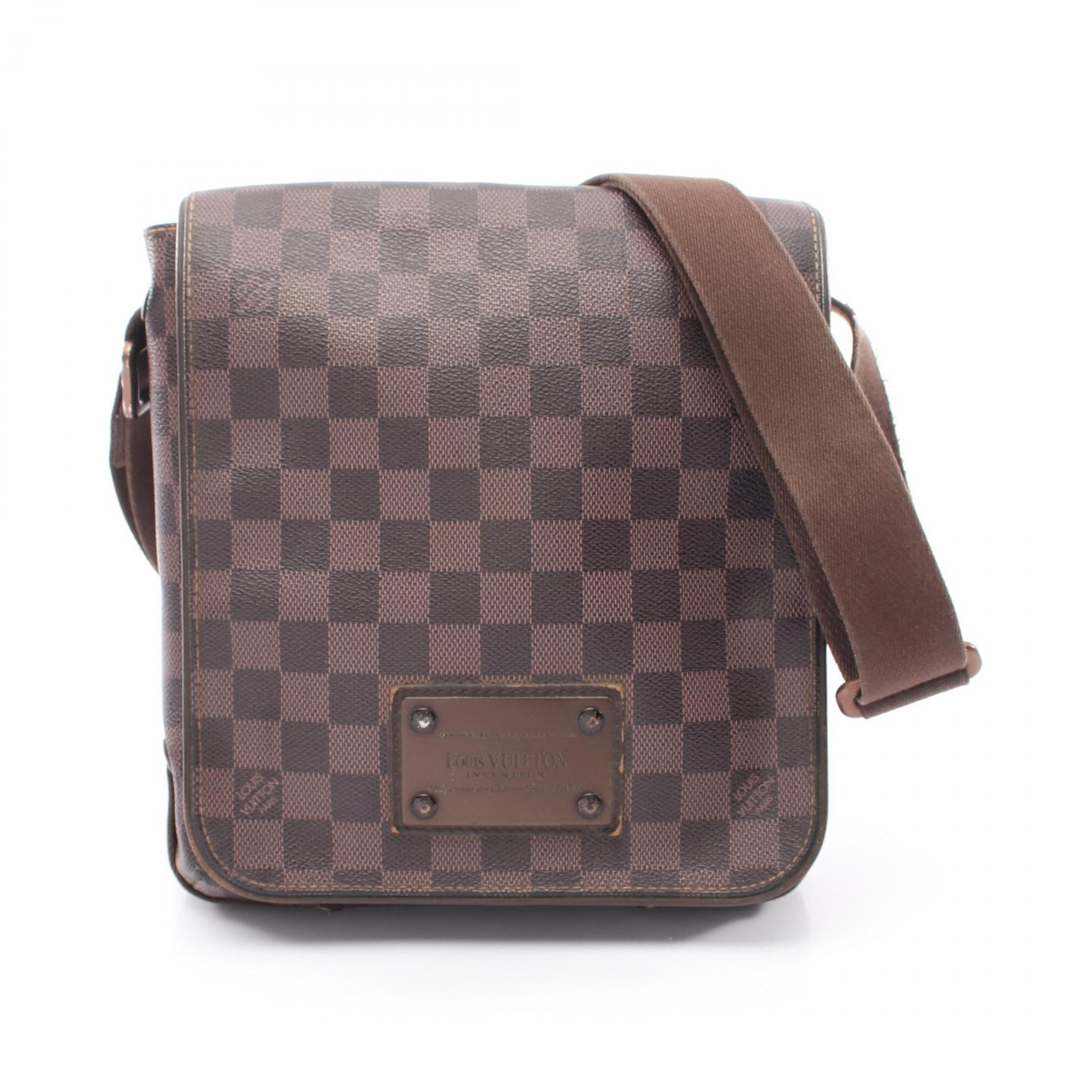 ルイ・ヴィトン LOUIS VUITTON ブルックリンPM ショルダーバッグ バッグ PVCコーティングキャンバス レザー ダミエ エベヌ メンズ レディース ブラウン系 N51210 【中古】