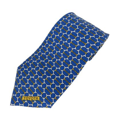 【中古】 エルメス ネクタイ トヨタ限定品 シルク ブルー ホワイト ゴールド ビジネス 紳士 スーツ メンズ 男性 HERMES