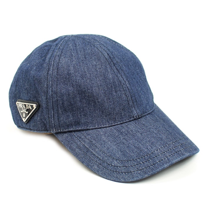 PRADA プラダ トライアングルロゴ デニム キャップ ブルー 1HC274_AJ6_F0008 S レディース【中古】