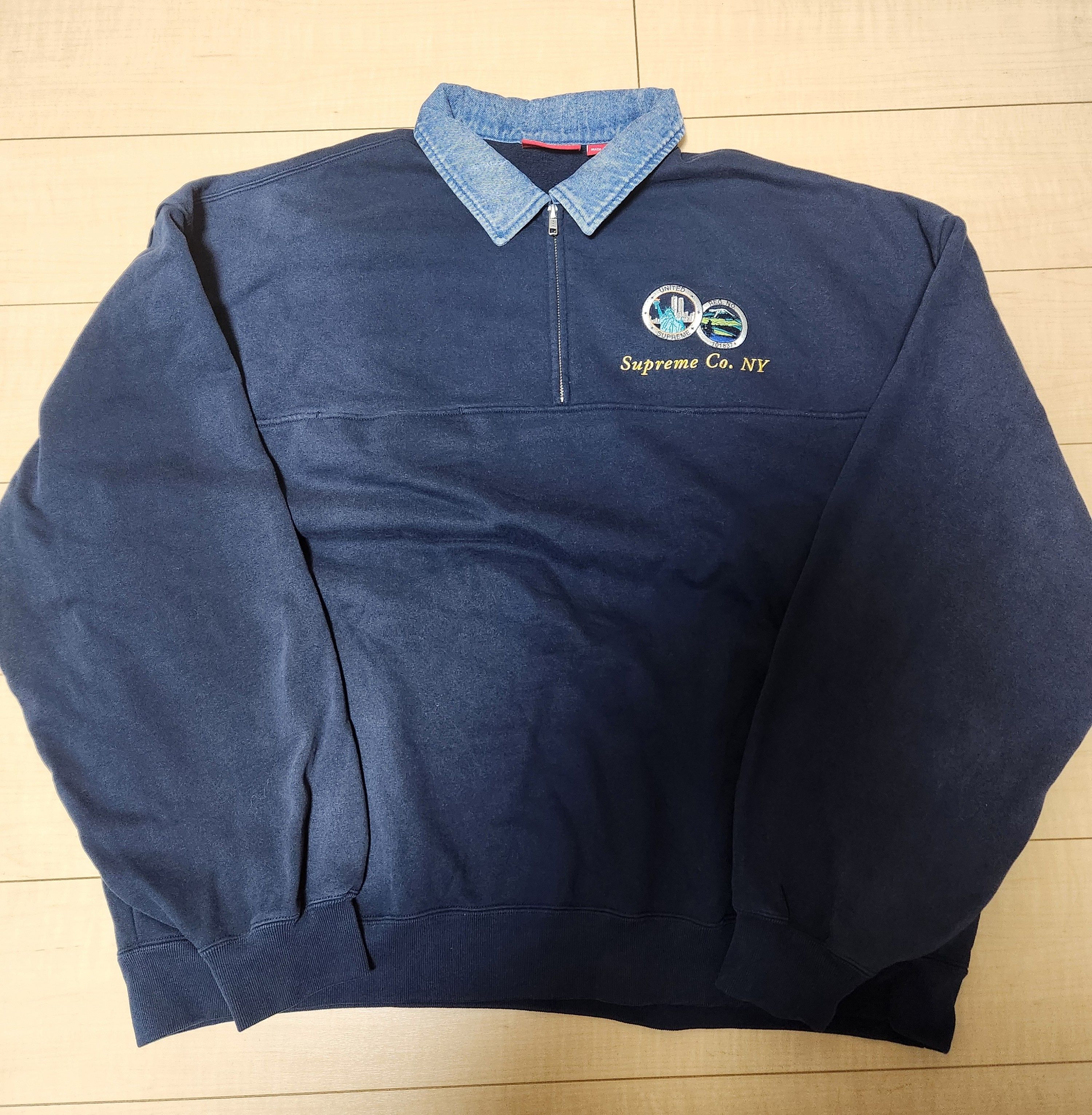 Supreme Denim Collar Half Zip Sweatshirt 