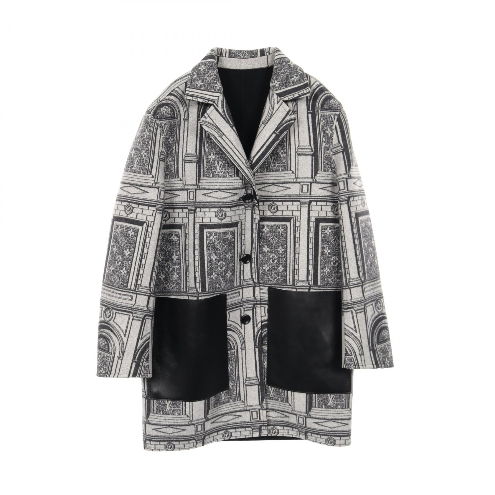 ルイ・ヴィトン LOUIS VUITTON LOUIS VUITTON × FORNASETTI ジャケット 衣料品 アウター ウール レザー レディース グレー系 / ブラック系 RW212B HY2 FLMA85 【中古】