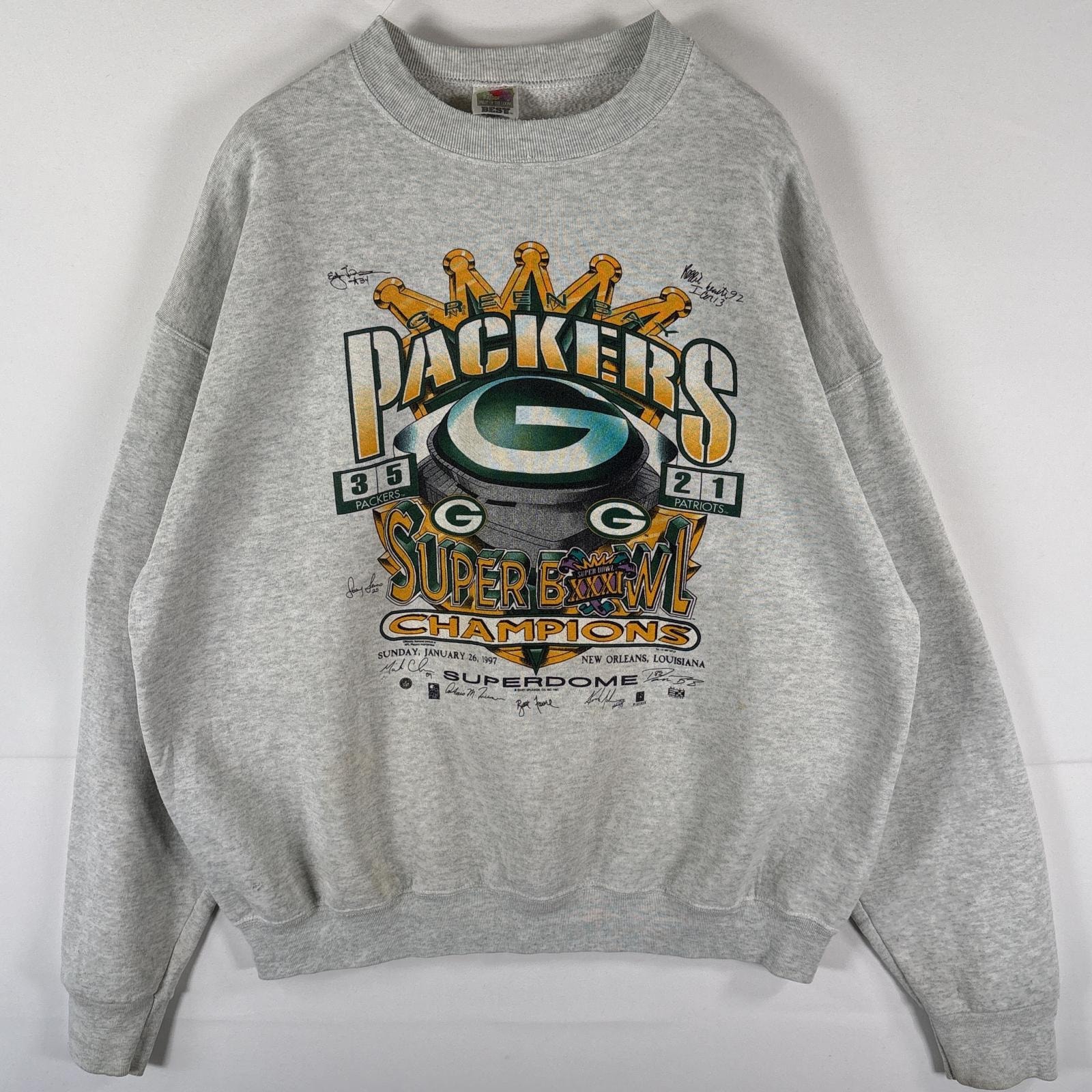 古着 90's/90年代 フルーツオブザルーム FRUIT OF THE LOOM USA製 スウェット トレーナー プルオーバー  パッカーズ NFL 大きいサイズ 14041  グレー メンズ