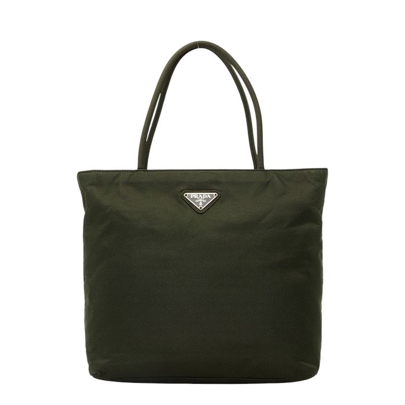 プラダ 三角ロゴプレート ハンドバッグ グリーン テスートナイロン レディース PRADA 【中古】