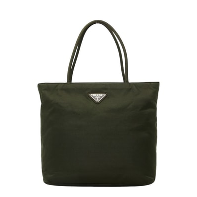 プラダ 三角ロゴプレート ハンドバッグ グリーン テスートナイロン レディース PRADA 【中古】