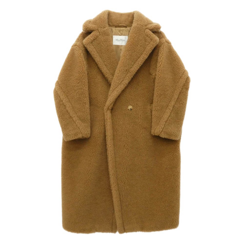 MAX MARA マックスマーラ 101606296 シルク テディベア アイコン ボア コート ブラウン系 S【美品】【中古】