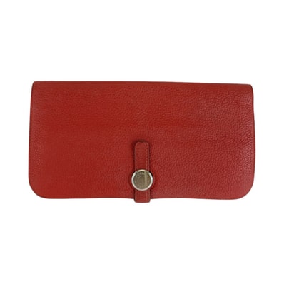 HERMES エルメス ドゴンロング ルージュグレナ レッド シルバー金具 トゴ 長財布 ロングウォレット R刻印 604533 【中古】