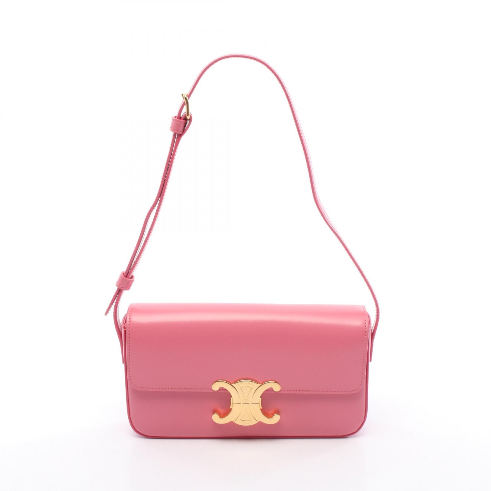 セリーヌ CELINE クロード トリオンフ ショルダーバッグ バッグ レザー レディース ピンク系 【中古】