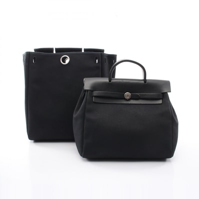 エルメス HERMES エールバッグ アドPM リュックサック バックパック バッグ キャンバス レザー トワルオフィシエ / ヴァッシュハンター トワルオフィシエ ブラック(エルメス) レディース ブラック系 【中古】
