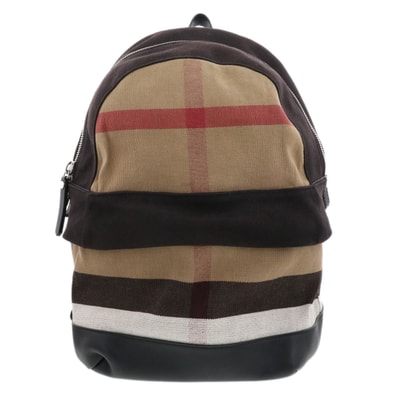【お値下げ品】BURBERRY バーバリー キャンバス バックパック リュック・デイパック 3958527 キャンバス ブラウン ブラック メンズ【中古】
