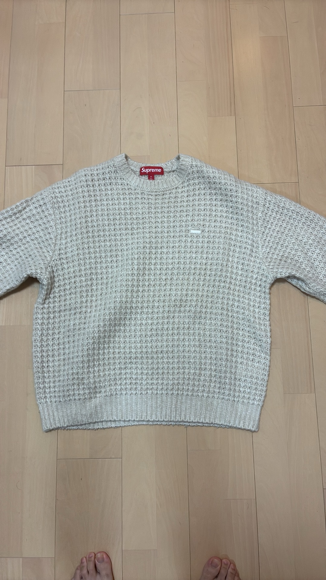 Supreme Washed Small Box Waffle Sweater "Light Brown"