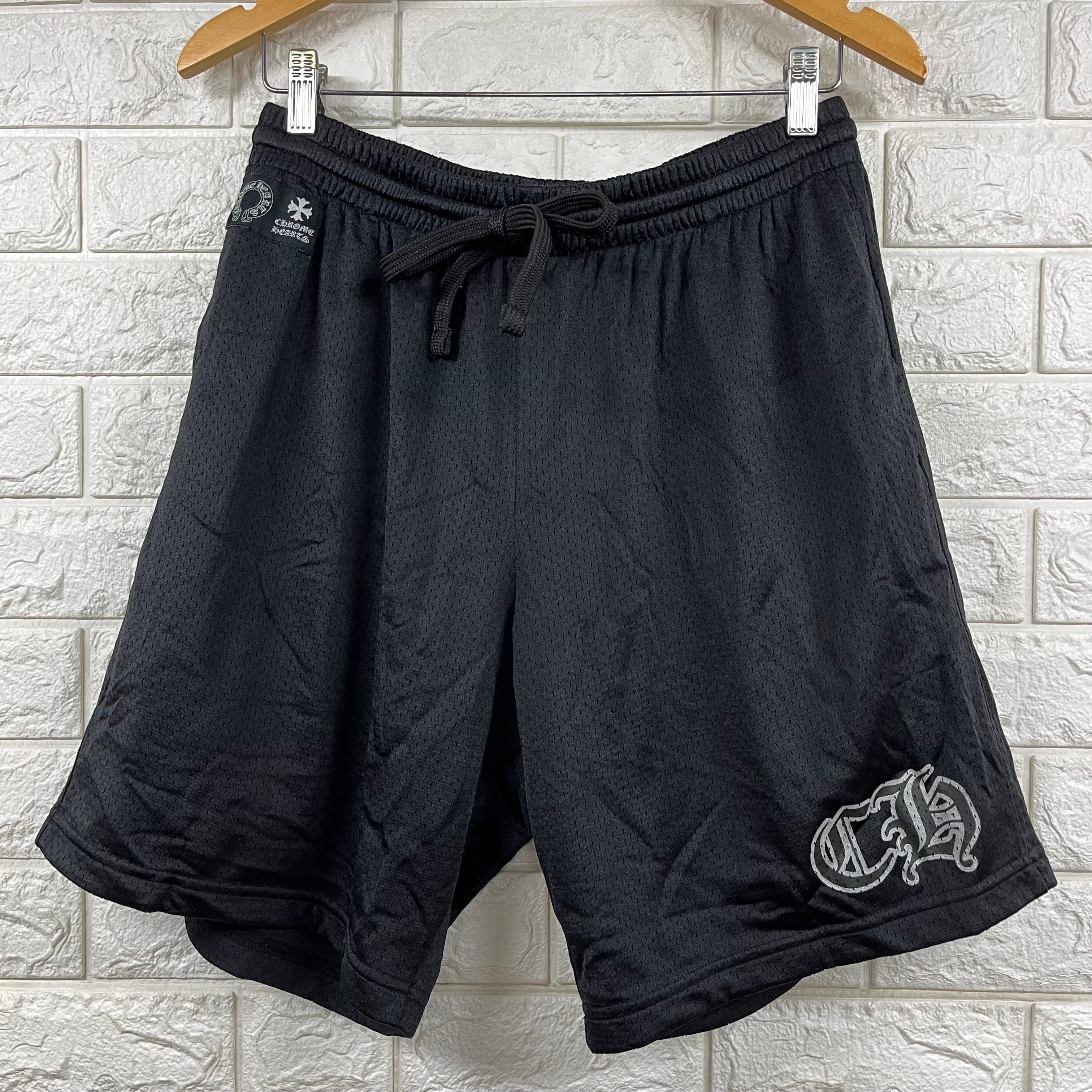 クロムハーツ メッシュ バーシティショーツ CHプリント ハーフパンツ "ブラック"