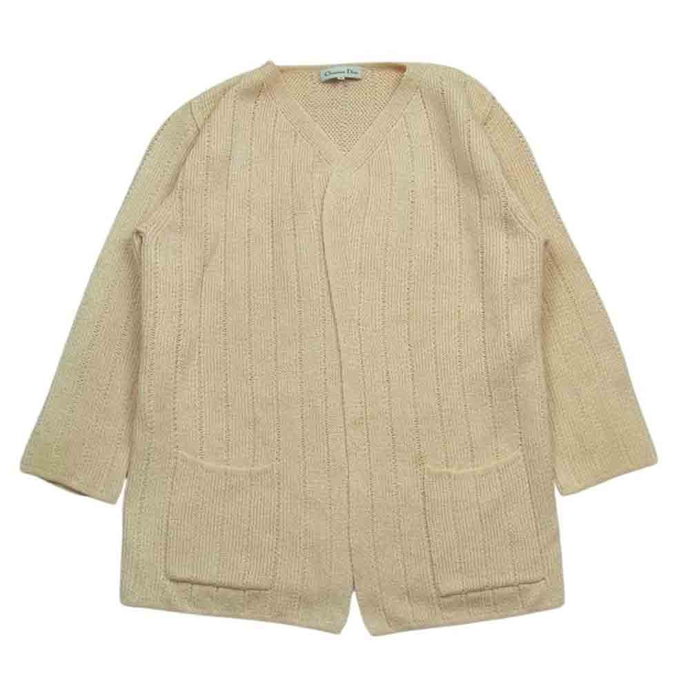 Christian Dior クリスチャンディオール カーディガン Vネック ラップ ボタンレス カーディガン ベージュ系 肌色系 M【中古】