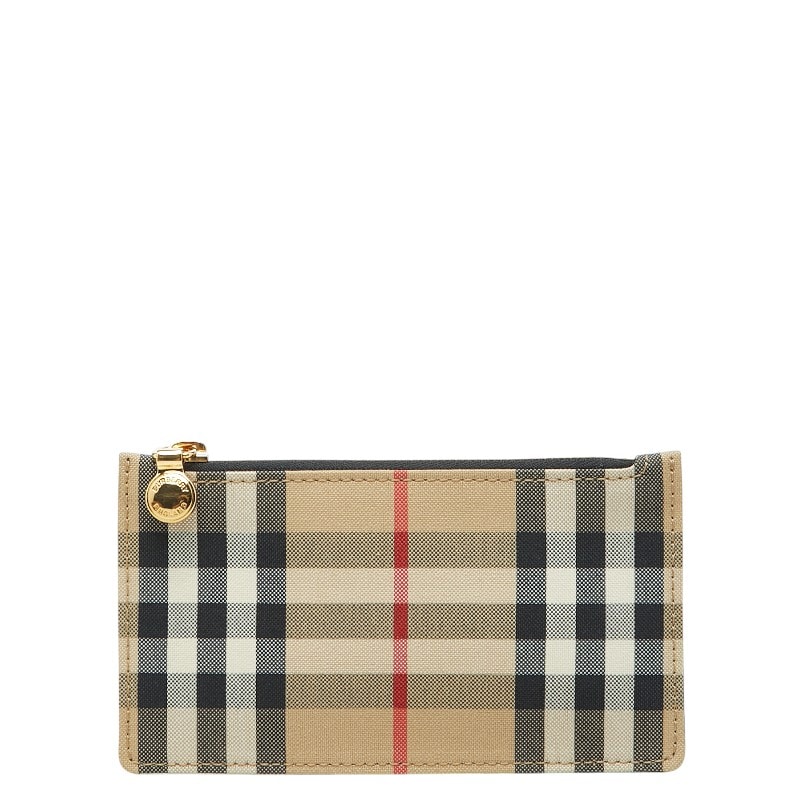 バーバリー ノバチェック フラグメントケース コインケース 8035623 ベージュ ブラック キャンバス レザー レディース BURBERRY 中古
