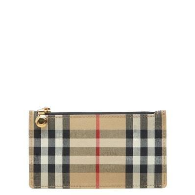 バーバリー ノバチェック フラグメントケース コインケース 8035623 ベージュ ブラック キャンバス レザー レディース BURBERRY 中古