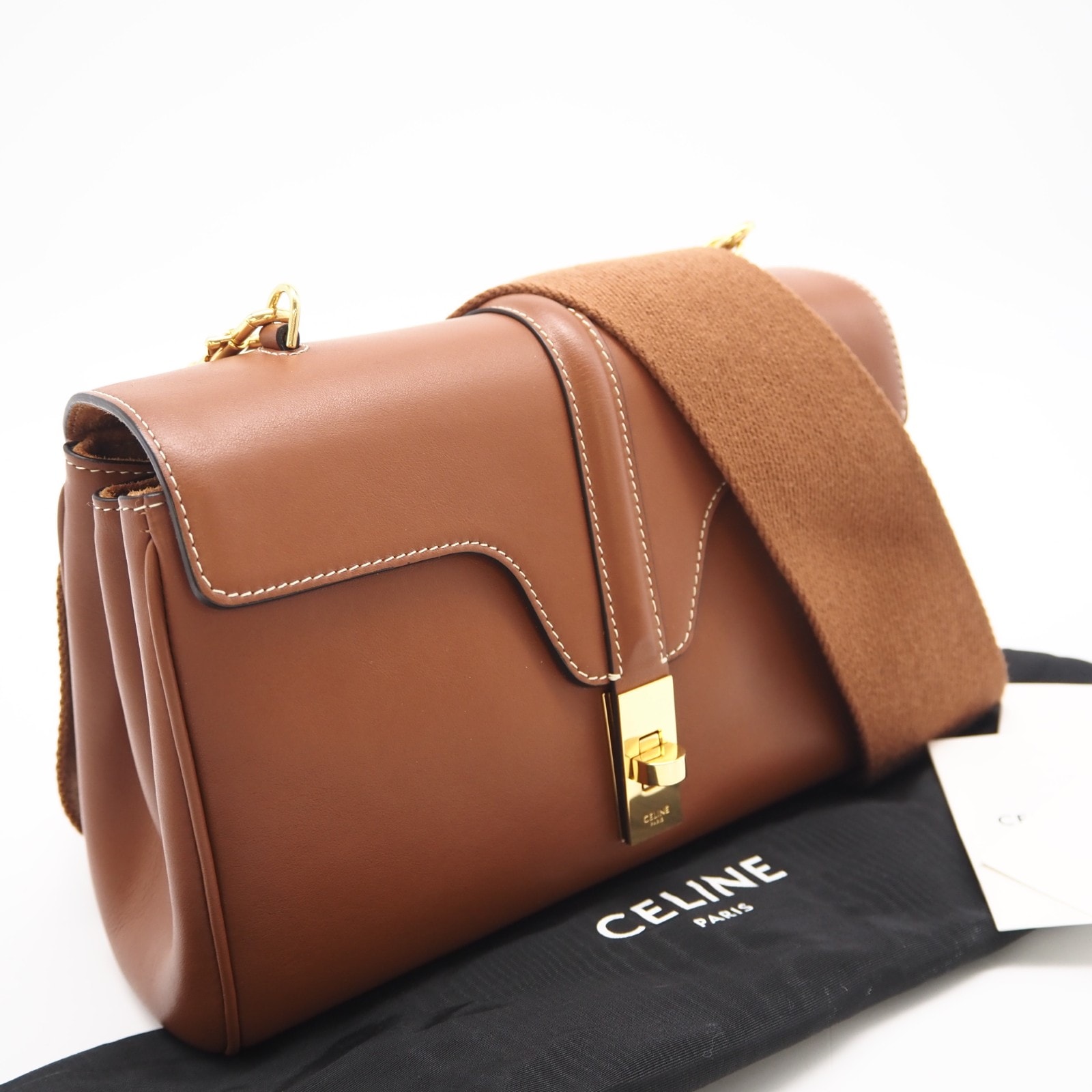 極美品 CELINE セリーヌ TEEN 16 SOFT ショルダーバッグ 116443CR4 04LU ショルダーバッグ ブラウン カーフレザー レディース