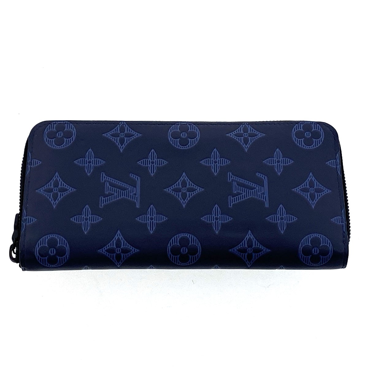 LOUIS VUITTON ルイ・ヴィトン モノグラム・シャドウ ジッピーウォレット・ヴェルティカル 長財布 M80423 ネイビー  メンズ【中古】