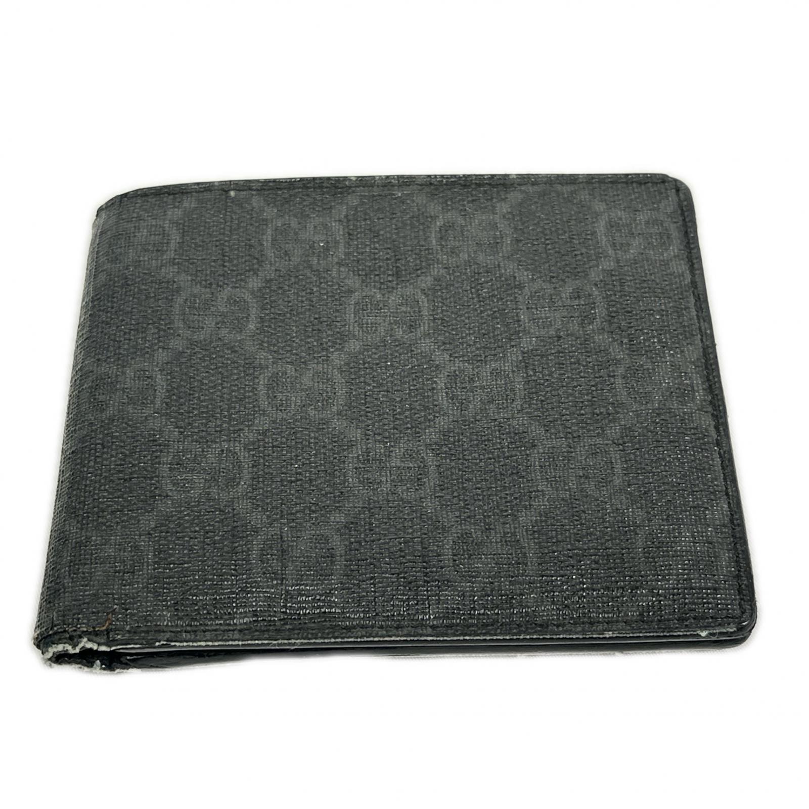 GUCCI グッチ 二つ折り財布 財布 ウォレット ブラック グレー GGスプリームキャンバス メンズ
