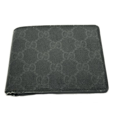 GUCCI グッチ 二つ折り財布 財布 ウォレット ブラック グレー GGスプリームキャンバス メンズ
