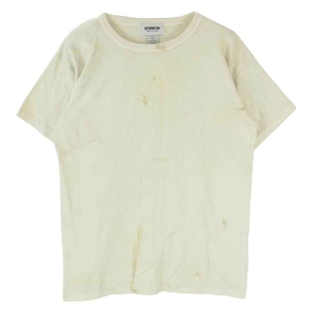 BOWWOW バウワウ USED加工 汚し加工 Tシャツ 半袖 ショートスリーブ カットソー ベージュ系 サイズ表記無【中古】