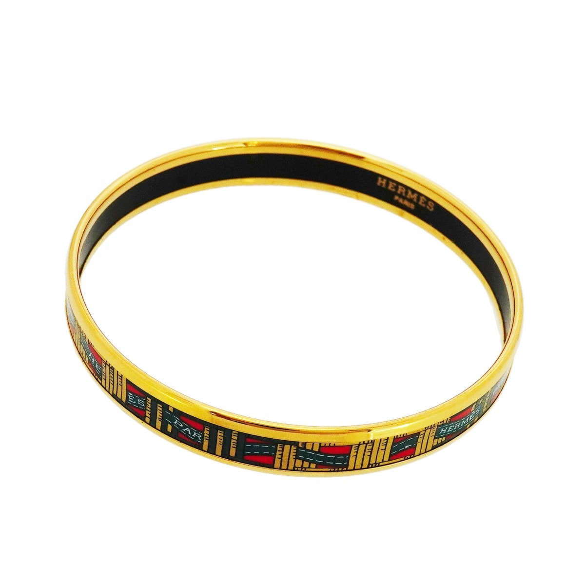 【6jdb0721-k】エルメス バングル エマイユPM GPメッキ 七宝焼き ゴールド マルチカラー【中古】レディース