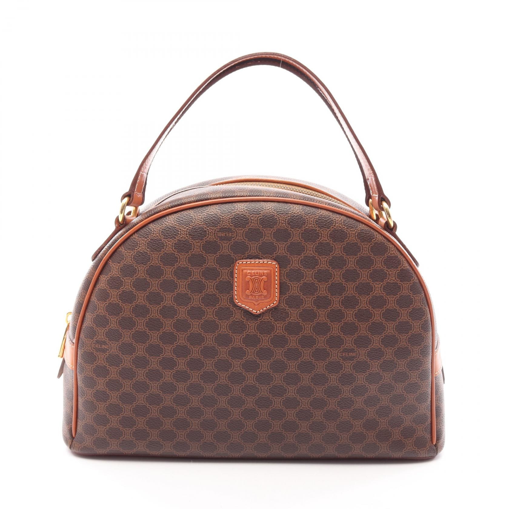 セリーヌ CELINE マカダム ハンドバッグ バッグ PVCコーティングキャンバス レザー レディース ブラウン系 【中古】