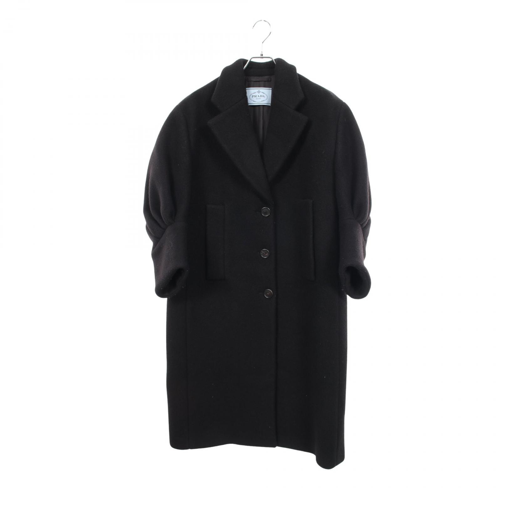 プラダ PRADA パフスリーブ 衣料品 アウター ウール カシミヤ レディース ブラック系 【中古】