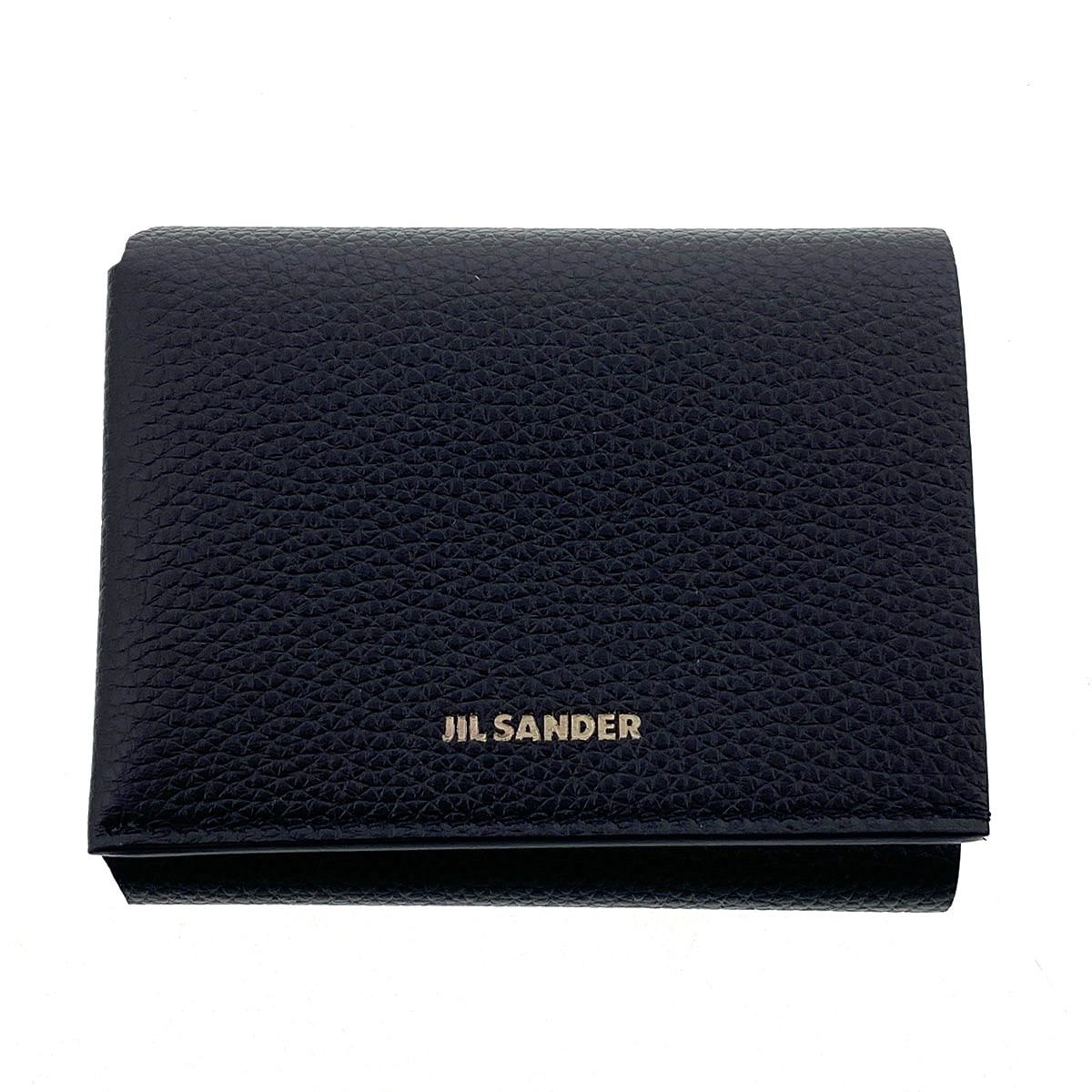 【値下げ】 JIL SANDER ジルサンダー オリガミ コンパクトウォレット 三つ折り財布 レザー ブラック メンズ【中古】