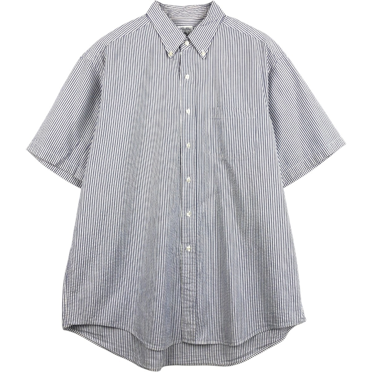 古着 ブルックスブラザーズ Brooks Brothers Est.1818 SPORT SHIRT シアサッカー 半袖 ボタンダウン ストライプシャツ メンズXL相当/eaa674127