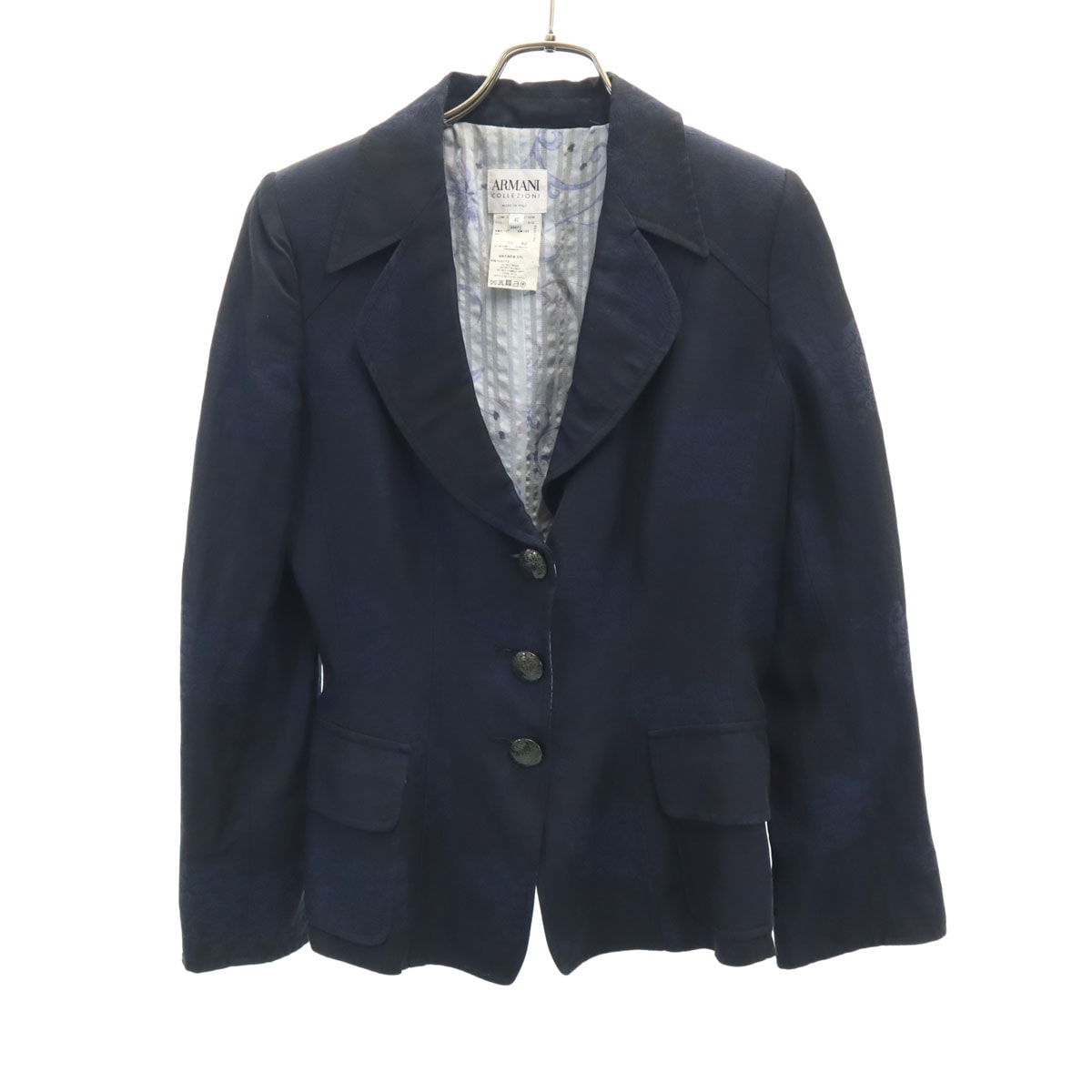 ARMANI COLLEZIONI アルマーニコレッツォーニ イタリア製 花柄 テーラードジャケット 42 ネイビー