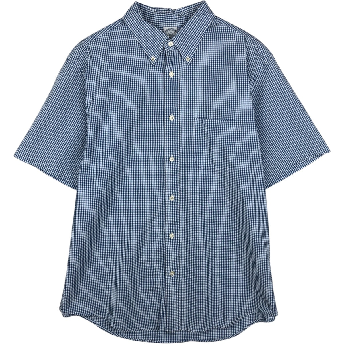 古着 ブルックスブラザーズ Brooks Brothers 1818 ギンガムチェック シアサッカー 半袖 ボタンダウン チェックシャツ メンズXL相当/eaa644949