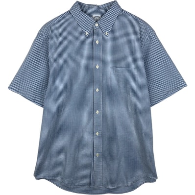 古着 ブルックスブラザーズ Brooks Brothers 1818 ギンガムチェック シアサッカー 半袖 ボタンダウン チェックシャツ メンズXL相当/eaa644949