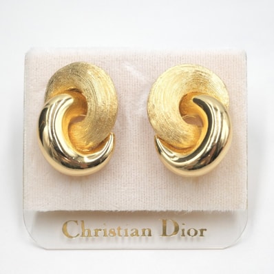 Christian Dior(クリスチャンディオール)ヴィンテージ イヤリング ゴールド ロープモチーフ サークル オーバル クリップ式 レディース【中古】