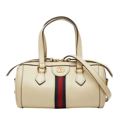 グッチ オフィディア ハンドバッグ ミニボストンバッグ 2WAY 602577 ベージュ PVC レザー レディース GUCCI 【中古】