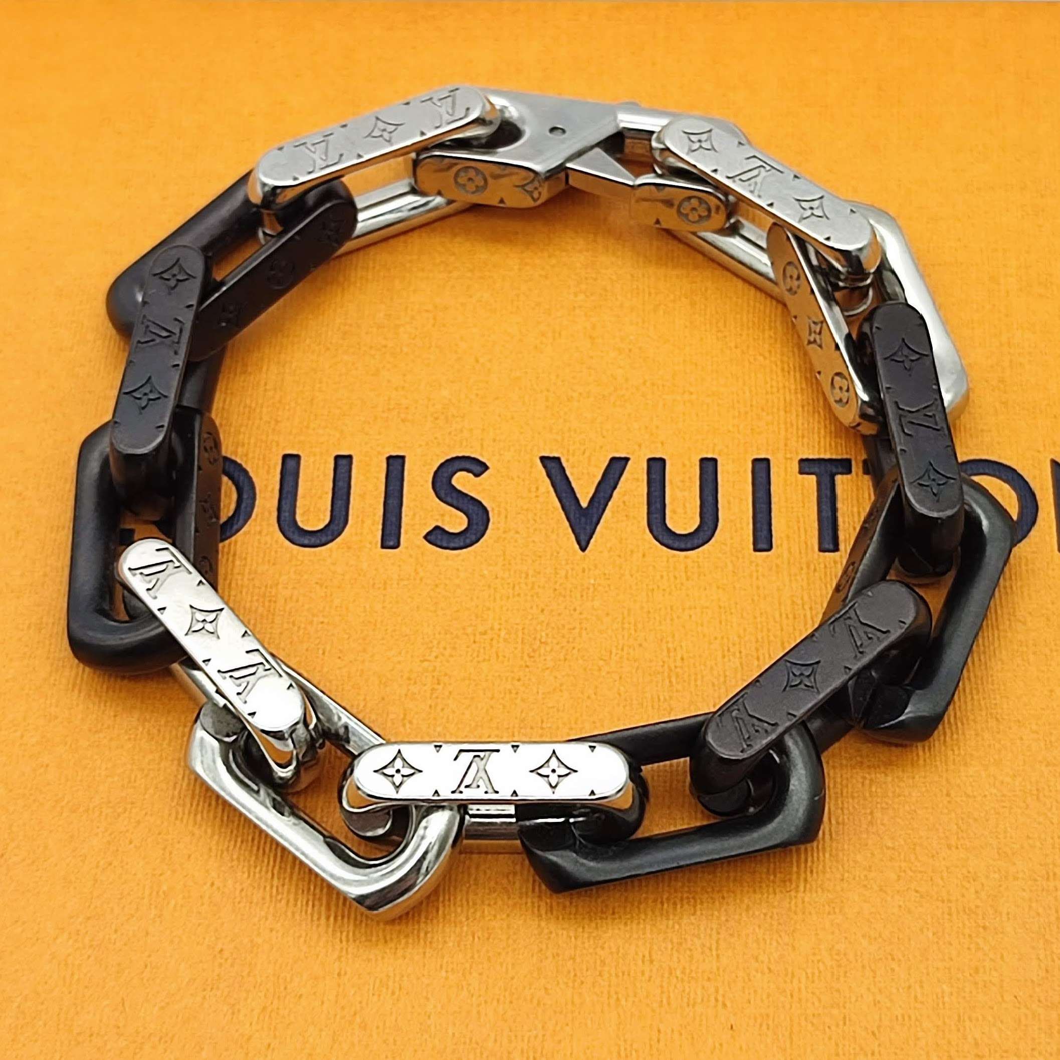 Louis Vuitton Monogram Chain Bracelet "Silver/Black"